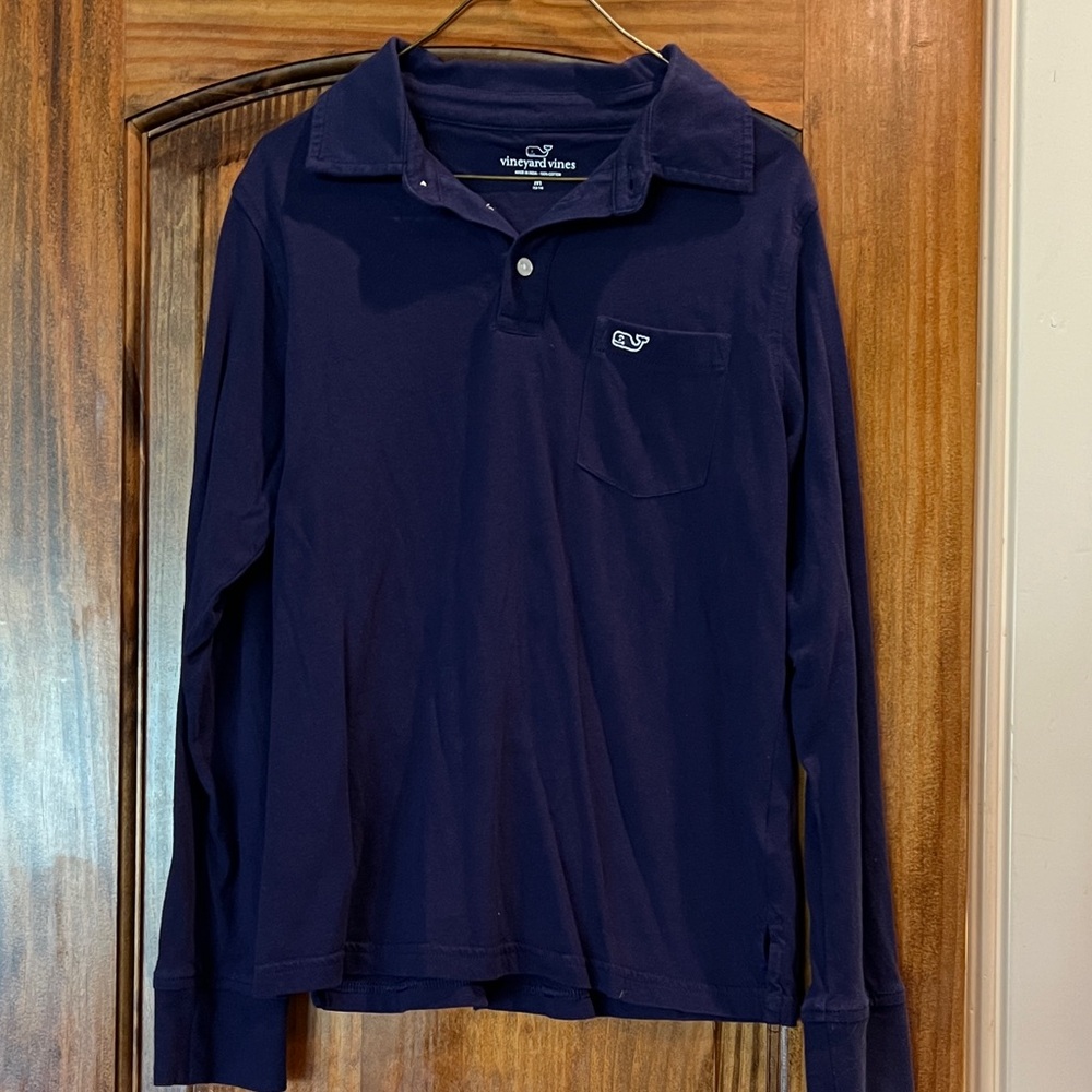Vineyard Vines Kids Navy Blue Long Sleeve Polo